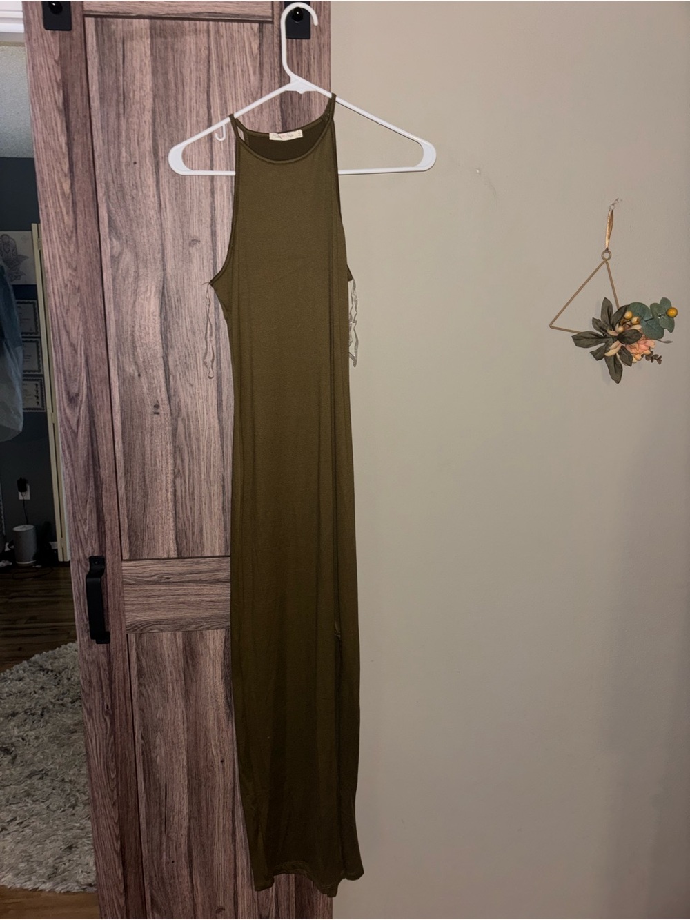 Heart Hips Olive Green Halter Maxi Dress